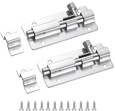 2pcs Door Lock Bolts 3(75mm), 304 Stainless Steel Door Latch Slide Bolts Lock with Screws for Bathroom Bedroom Shed Garden Toilet,3 Inch (Silver)