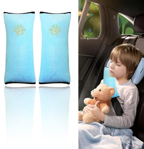 DAYKET 2 Stück Auto Gurtpolster für Mercedes Benz 190E, Abnehmbar Autositz Gürtel Pillow Sicherheitsgurtpolster für Kinder Nackenstütze,A/Blue