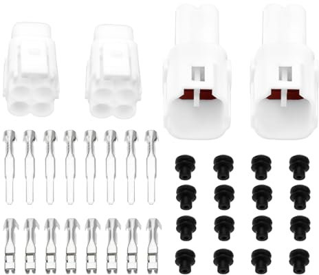 ECSiNG Lot de 2 Connecteurs Mâles Et Femelles à 4 Broches pour Moto Pièces de Réparation Compatible avec Yamaha Et Compatible avec Kawasaki