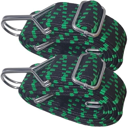 Tendeurs Elastique avec Crochets 100 cm,Tendeur 2 pièces Tendeur Elastique pour Jardin Et Camping,Tendeurs De Bagages,Bandes Élastiques,Moto,Vélo,Vert