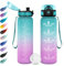 Trinkflasche Sport 1L, Auslaufsicher Wasserflasche Kohlensäure Geeignet, Trinkflasche mit Zeitmarkierung, Wasserflasche mit Filter, Sportflasche für Oudoor, Sprudel, Camping, Fahrrad, Fitness