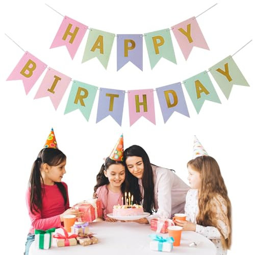 Happy Birthday Girlande, Girlande Geburtstag, Happy Birthday Deko, Leuchtende Farben, für Erwachsene und Kinder Geburtstag Party Dekoration