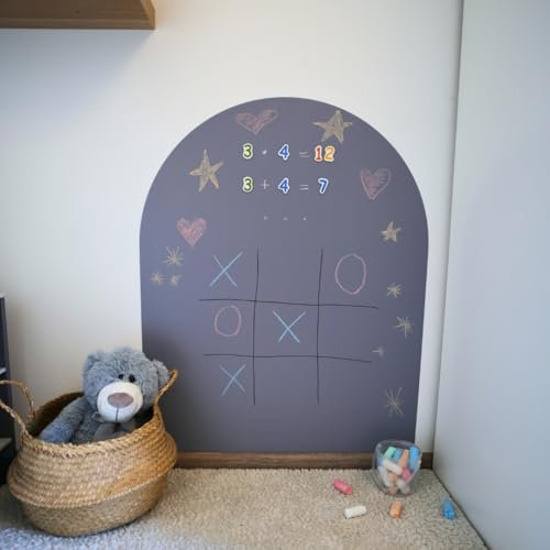 Lukada Magnetfolie | Magnetisch Selbstklebende Tafelfolie | 80 x 100cm rund Bogen Wand | Beschreibbar & Abwischbar Kreidefolie | Magnettafel Kind für Magnete | Magnetwand Kinderzimmer (Grau)