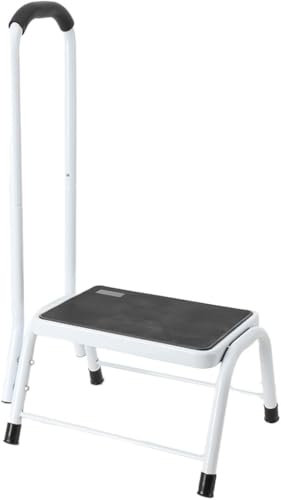 CDZHLTG Marche avec Barre dappui, Marche Pied à 1 Marche en Acier, Marche daccès au Bain avec Tapis en Caoutchouc Antidérapant Tabouret de Cuisine, échelle à Une Marche Capacité 150 kg