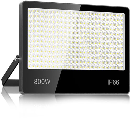 Projecteur LED Extérieur 300W - 30000LM 6500K Blanc Froid Spot LED Extérieur avec 300 LEDs Lampe, IP66 Étanche Eclairage Exterieur pour Stade, Terrasse, Rue, Garage