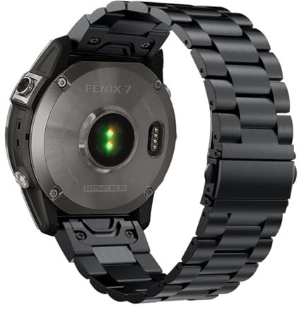 ahayo Quick Fit Edelstahl Armband mit Sicherheitsfaltschließe für Garmin Fenix 8 47mm/ epix Pro 47mm / Descent G2, Polierte Hypoallergene Stahlarmbanduhr Uhrenarmband für Fenix 7/6/ 5 (Schwarz, 22mm)