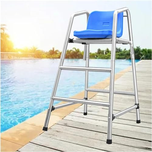 Sicherheitsleiter für Schwimmbäder mit hohem Hocker, 1,2 m/1,5 m/1,8 m hoher Rettungsschwimmerstuhl für den Außenbereich am Pool, Terrasse, Strand, robuster Edelstahlrahmen mit bequemem Sitz, Tragkr