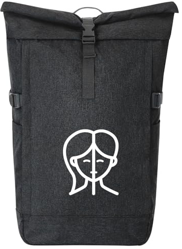 Huuraa Kurierrucksack Zwillinge Sternzeichen Symbol 30-44 Liter Black Melange Fairtrade Rolltop Rucksack Geschenkidee