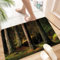 HKPOEQ Tapis Salle de Bain Antiderapant,Extra Doux,Lavable en Machine,Absorbant l'eau de Bain,Tapis de Chambre,Forêt de conifères et de Gros rochers dans la lumière Magique du Soir,60x100 cm