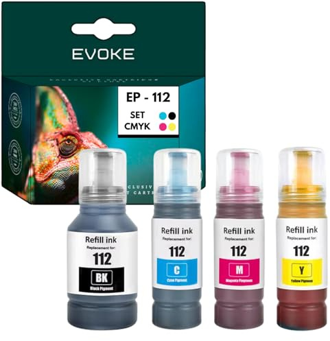 EVOKE 112 XL Patronen Set kompatibel zu Epson L15150 L15160 L6570 M15140 L6460 L15180 (CMYK Set) 25500 Seiten 337ml