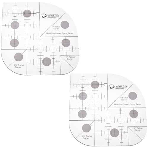 DICOSMETIC 2 Stück Gebogenes Ecklineal Acryl Quilt Lineale Nähen Patchwork Lineal Multifunktionaler Transparenter Stoff Lineal Für Bastelprojekte DIY Nähen, Patchwork-Werkzeuge