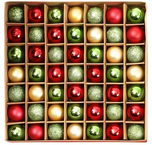 49 pezzi Piccole palline di Natale, 3 cm, decorazioni per albero di Natale rosso oro, palline di Natale rosso oro verde, palline lucide/opaque mini per albero di Natale, decorazioni per albero di