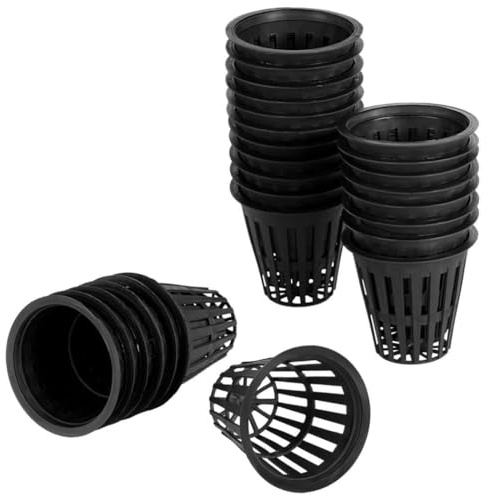 YOFAPA 50PCS 2-Inch Net Cups, Plastic Hydroponics Cups, Slotted Mesh Net Pots, Wide Lip Planting Baskets for Indoor or Outdoor Aquaponics & Hydroponics Gardens
