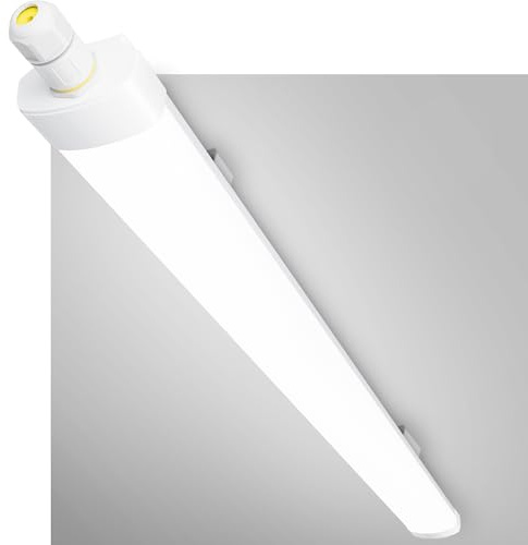 GeyouLux Plafoniera LED Lineare da Soffitto 90cm, 30W 3780lm 5000K IP65 Neon LED Con Cavo di Terra, 144 LEDs Flicker Free, Plafoniere Per Garage Officina Ufficio Cantina Cucina Supermercato, Bianco