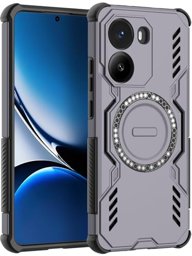 LVVFEI Magnética Funda para Xiaomi Poco X7 Pro 5G/ Redmi Turbo 4 Compatible con MagSafe Carcasa Xiaomi Poco X7 Pro con Protección contra Golpes, Diseño con Orificios de Ventilación, Morado