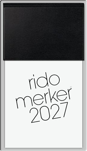 rido/idé 7035003907 Vormerkbuch Mod. Merker 2027 108×201 mm, Kunststoff, schwarz: 1 Seite = 1 Tag, Stundeneinteilung von 7-21 Uhr