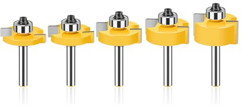 VOBOR 5-tlg Scheibennutfräser 8mm Schaft, Hartmetall Falzfräser Bit Set für Oberfräse, 3 mm,4 mm,5 mm,6 mm 7 mm