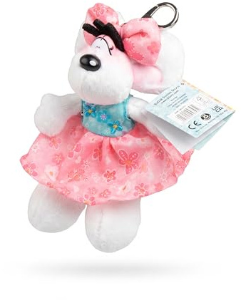 Diddl Porte-clés Peluche Diddlina, Robe Fleurie Rose et Bleue, Porte-clés Peluche 100% Recyclé - Accessoire Mignon & Écoresponsable - Idée Cadeau Enfant et Fan Nostalgique