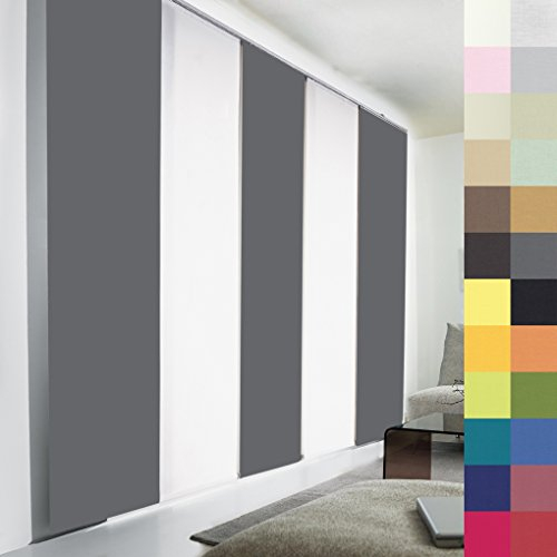 Sun World Schiebegardinen nach Maß, hochqualitative Wertarbeit, alle Größen verfügbar, Maßanfertigung, Schiebevorhang, Raumteiler, Flächenvorhang, Blickdicht (250cm Höhe x 80cm Breite/Grau)