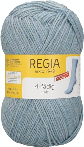 REGIA 4-fädig Uni 9801268-01844 cloud meliert Handstrickgarn, Sockengarn, 100g Knäuel