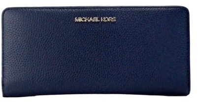 Michael Kors Travel Continental Brieftasche Geldbörse - Echtleder - Blau