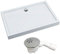 VBChome Duschwanne Duschtasse 90 x 120 x 14 cm Rechteckig für Duschkabine Styroporträger flach Sanitär-Acryl Duschbecken stabil glatt weiß Dusche+ Ablaufgarnitur