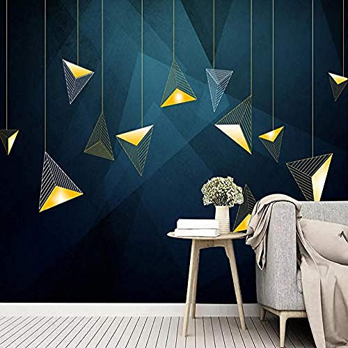 papier peint mural papier peint en soie Peinture murale Moderne Simple Abstrait Géométrique Triangle D'or Golden Line Art Photo Toile Imperméable Murale Amovible 3D Papier Peint Mural