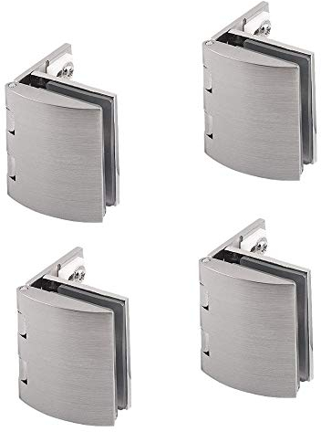 NUZAMAS - Set di 4 morsetti in vetro da 90 gradi, regolabili da 5 a 8 mm, cerniere in vetro per armadietti in vetro, vetrina vetrata, armadietto per vino, credenze, ante a parete