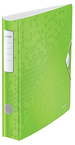 Leitz Qualitäts-Ordner 180° Active WOW, A4, Schmal, Abgerundeter Rücken, 6,5 cm breit, Gummibandverschluss, Leichtes Polyfoam, Plastik-Ordner, WOW Serie, Grün, 11070054