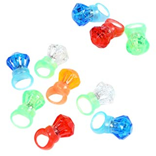 NUOBESTY LED Leuchtende Diamant Bling Ringe - Blinkende Kunststoff Ringe für Kinder Geburtstagsfeier - 20 Stück