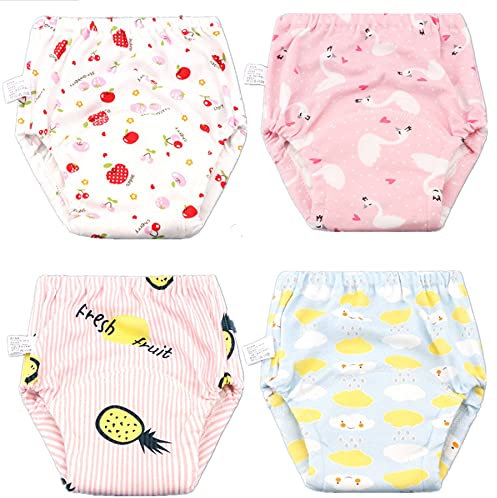 Fanny Hochwertige 6-Lagen-Trainingshose aus Baumwolle Baby Kinder Töpfchen Trainingshose Trainer Waschbare Lernwindel 6Monate-3 Jahre, 4 Stück (Set B, L-100cm)