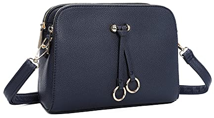 ELIOX - Damen Kleine Umhängetasche - PU Leder Feste Schultertasche - Kette Schulterriemen Abendtasche - Reißverschluss Handtasche - City Clutch Party Zip Crossbody Bag Mode (BLAU)