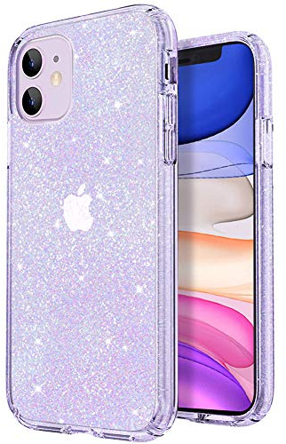 JJGoo Compatible with iPhone 11 Case, Clear Glitter Sparkle Bling Anti-Scratch Shockproof Protective Flexible Phone Cases Cute Slim Thin Bumper Cover for Women Girls (6.1 inch) 2019