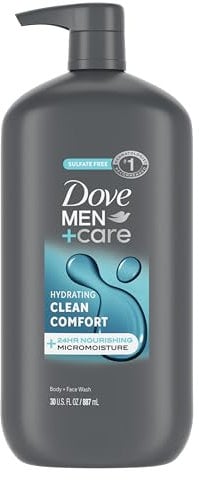 Dove Men+Care Gel douche pour le corps et le visage pour une peau plus saine et plus forte, confort propre, élimine efficacement les bactéries tout en nourrissant votre peau, 850,5 g
