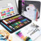 Exqline Aquarellfarben Set, 48 Farben Aquarell Set mit 8 Aquarellpapieren, 2 Wassertankbürsten, 2 Hakenstiften, 2 Wischschwämmen, 1 Weißpigment, 1 Mischpalette, 1 Farbkarte