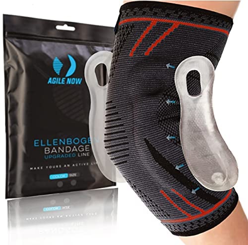 AGILE NOW® Coudière améliorée stabilise et protège les articulations, bandage antidérapant pour le tennis avec coussinets en gel incurvé, convient pour tous les sports tels que le tennis,