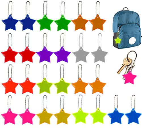 Aohcae Reflektierend Anhänger, 26 Stück Kinder Reflektor Anhänger, Sicherheitsreflektoren Kinder für Schultasche, Rucksack, Kinderwagen, Radfahren Gehen Laufen