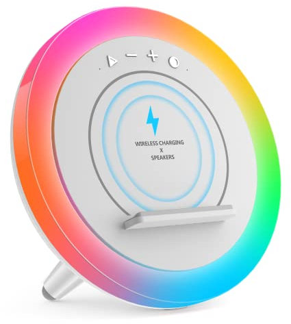 Color Changing Bluetooth Speaker Night Light with Wireless Charging Teen Gifts