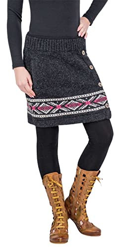 Bunter Strickrock aus Wolle kurzer Rock mit klassischem Muster gefüttert, Größe:L/XL