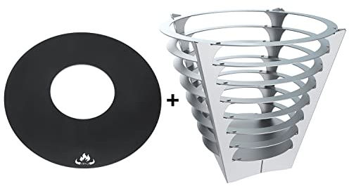 teileplus24 Feuertonne + Grillring Komplettset mit Bullen-Flaschenöffner