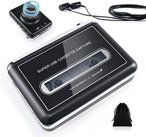 Auto Reverse&Clear Stereo Cassette Player with Detachable Speaker-Portable Cassette Tape to MP3 Converter- Convert Tapes to Digital Files via USB, Compatible with MAC Laptops & PC