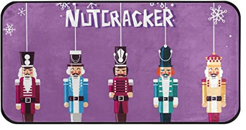 Christmas Nutcracker Violet Kitchen Floor Mat Non Slip Absorbent Bath Rug Comfort Standing Mat Runner Rug for Bathroom Hallway Entryway Living Room Bedroom 39 x 20 Inches