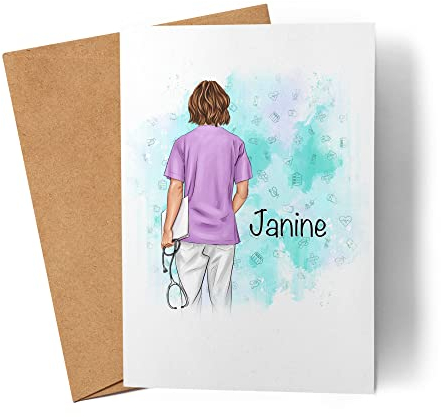 Kiddle-Design Krankenschwester Danke Karte Personalisiert Ärztin Pflegerin Pflegekraft Heldin Kollegin Freundin mit Name & Spruch