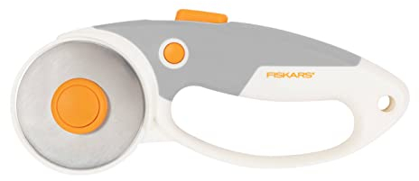 Fiskars Taglierino a Rotella in Titanio, Impugnatura con Occhiello, Per Destrimani e Mancini, Diametro della Lama: 60 mm, Arancione/Bianco/Grigio, 1066040