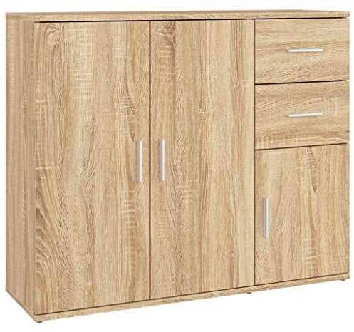 vidaXL Sideboard, Kommode mit viel Stauraum, Mehrzweckschrank Anrichte für Wohnzimmer, Schrank Beistellschrank, Modern, Sonoma-Eiche Holzwerkstoff