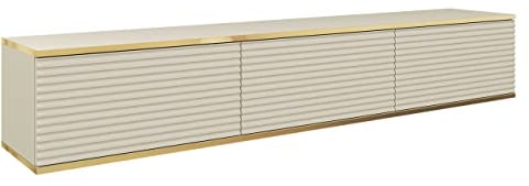 Mirjan24 TV Lowboard Orenate MDF 175, Griffloses Öffnungssystem, 3 Klappe/Tür, TV Board Sideboard, Unterschrank, Fernsehschrank, TV Tisch, Fernsehtisch (Beige/Beige + Gold)