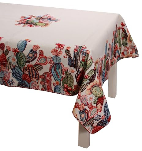 COPRITAVOLO Tovaglia Gobelin Jacquard Realizzata in Italia Disegno CACTUS (140x180cm (7618))