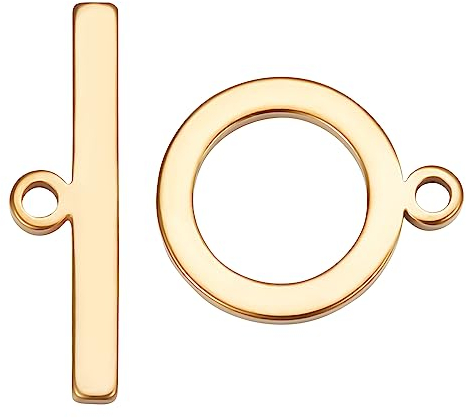 Beebeecraft 1 Box 15 Sets knebelverschlüsse Gold 18 Karat Vergoldete Verschlüsse Schmuckverschlüsse Verbinder Runde Ring Knebel T Bar Verschlüsse Sets Für Die Herstellung von Halsketten