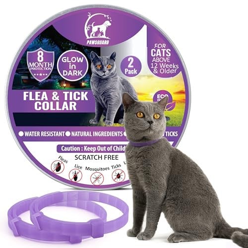 Cat Repellent Treatment, 2 Pack Cat Repellent Collars, Adjustable Cat Repellent Collar, Waterproof, Reflective, Natural Repellent Cat Collar(Purple)