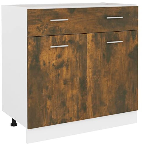 Tidyard Unterschrank mit Schublade Küchenschrank Küchenzeile Küchenmöbel Einbauküche Küche Schrank Küchenblock Aufbewahrungsschrank Räuchereiche 80x46x81,5 cm